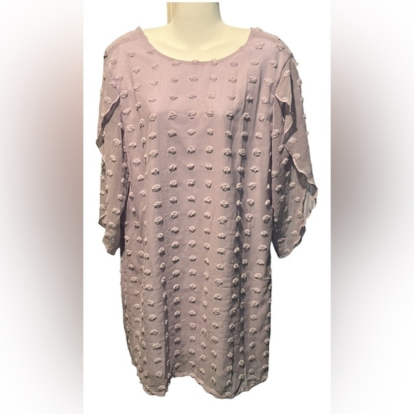 Belongsci Dresses & Skirts - Belongsci Women’s Lavender Slit Sheer Sleeve Dot Above the Knee Dress